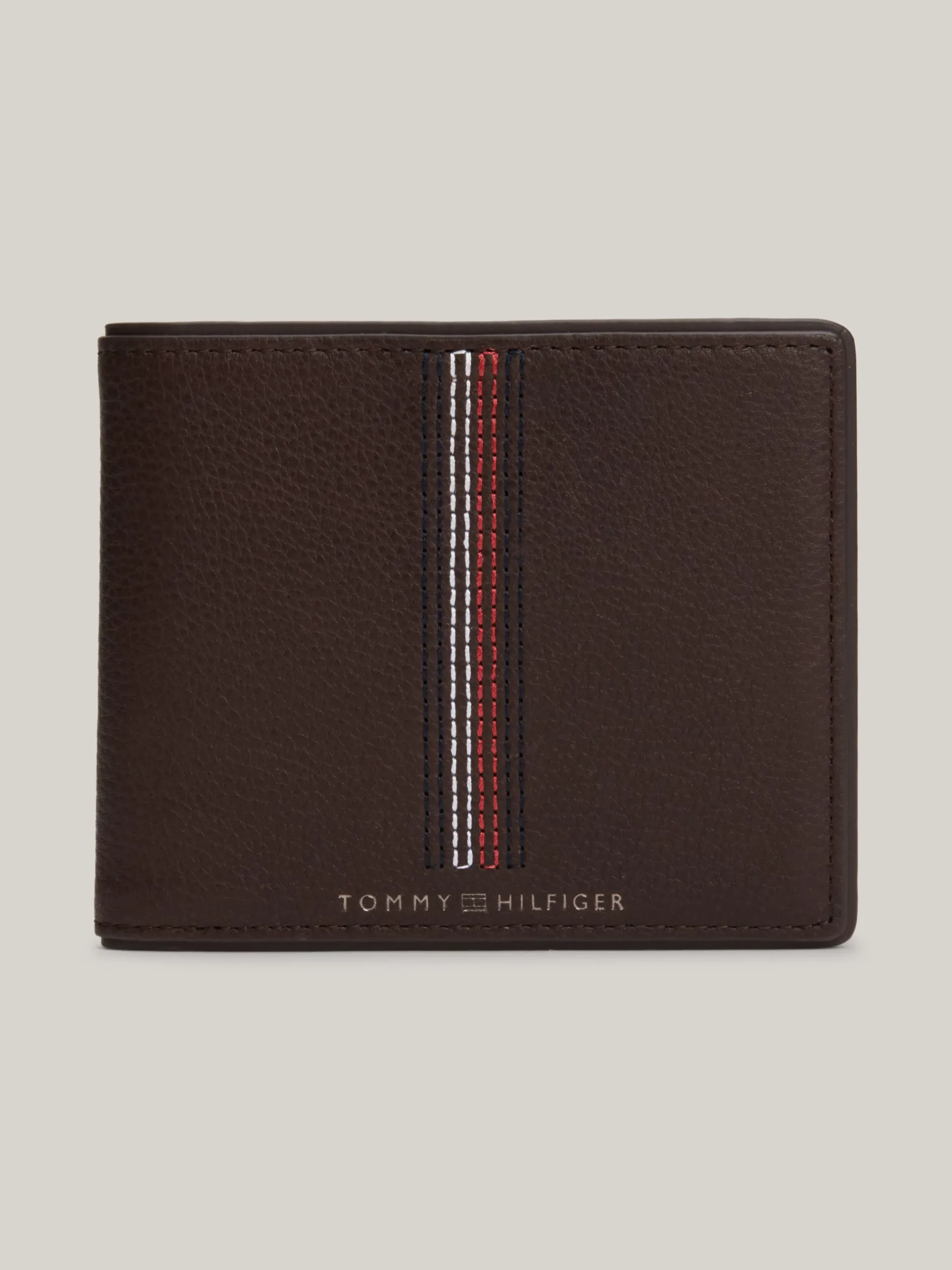 Portfele & Breloczki Do Kluczy*Tommy Hilfiger Składany Portfel Ze Skóry Casual COFFEE BEAN