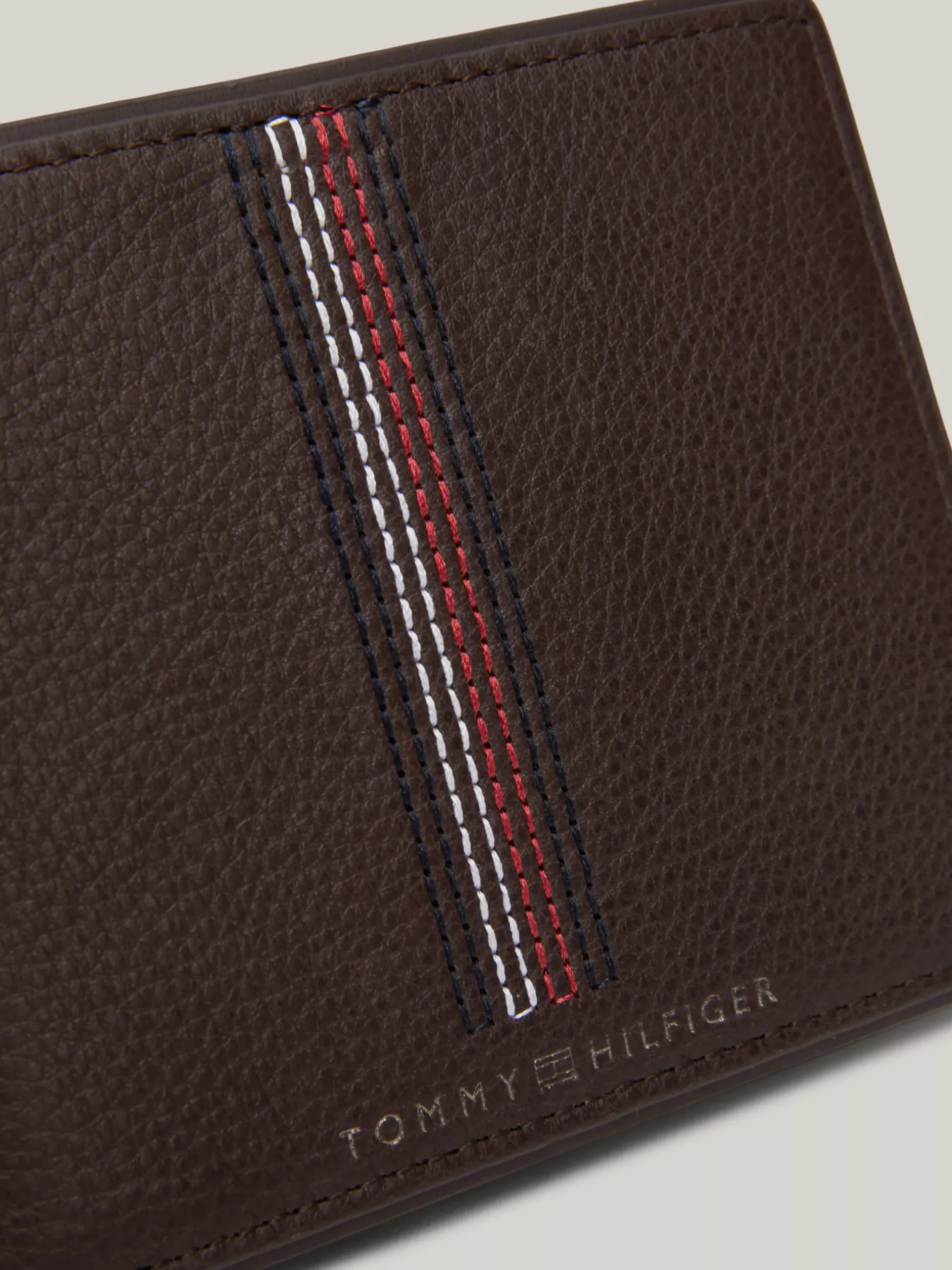 Portfele & Breloczki Do Kluczy*Tommy Hilfiger Składany Portfel Ze Skóry Casual COFFEE BEAN