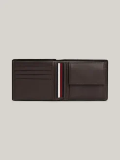 Portfele & Breloczki Do Kluczy*Tommy Hilfiger Składany Portfel Ze Skóry Casual COFFEE BEAN