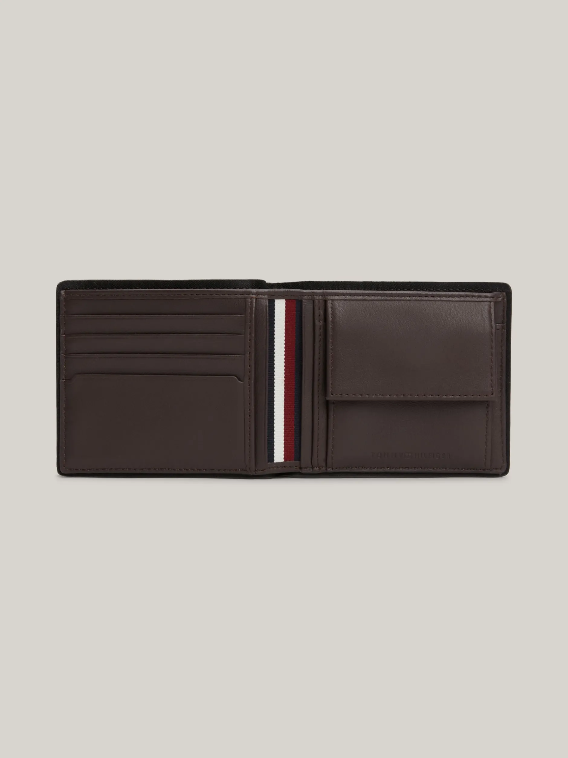 Portfele & Breloczki Do Kluczy*Tommy Hilfiger Składany Portfel Ze Skóry Casual COFFEE BEAN