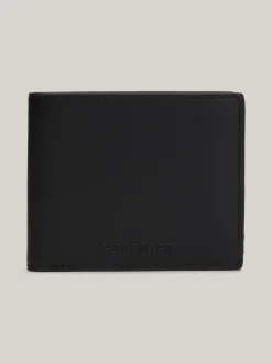Portfele & Breloczki Do Kluczy*Tommy Hilfiger Składany Portfel Ze Skóry Hilfiger Monotype BLACK