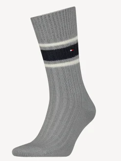 Skarpetki*Tommy Hilfiger Skarpetki Classics O Prążkowanej Fakturze GREY MELANGE / WHITE