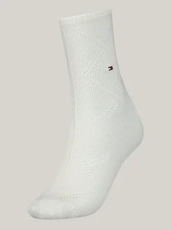 Skarpetki & Rajstopy*Tommy Hilfiger Skarpetki Classics W Ażurowy Wzór Argyle OFF WHITE