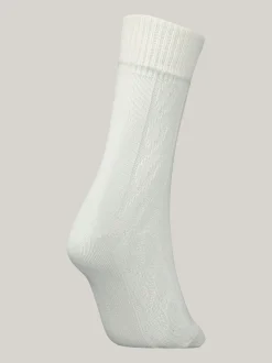 Skarpetki & Rajstopy*Tommy Hilfiger Skarpetki Ze Splotem Warkoczowym OFF WHITE