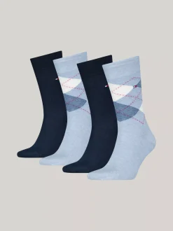 Skarpetki*Tommy Hilfiger Skarpetki Ze Wzorem Argyle – 4 Pary W Zestawie LIGHT BLUE MELANGE