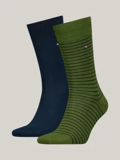 Skarpetki*Tommy Hilfiger Skarpety W Drobne Paski ARMY GREEN