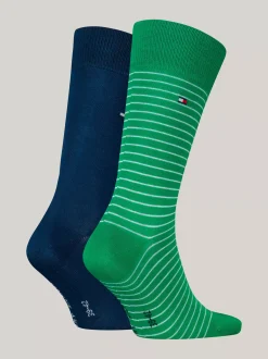 Skarpetki*Tommy Hilfiger Skarpety W Drobne Paski GREEN COMBO