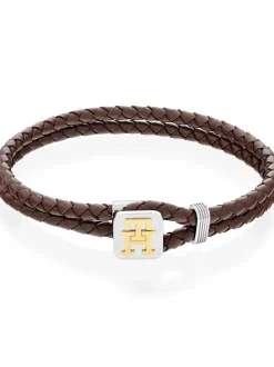Biżuteria & Spinki Do Mankietów*Tommy Hilfiger Skórzana Bransoletka TH Monogram BROWN