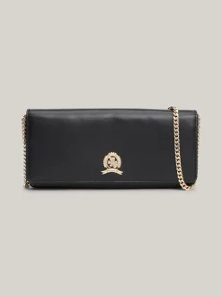Portfele & Breloczki Do Kluczy*Tommy Hilfiger Skórzana Kopertówka Na łańcuszku BLACK