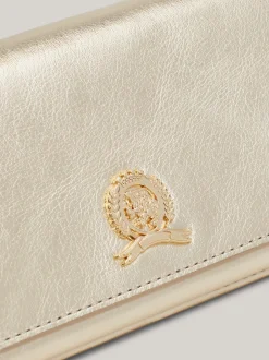 Portfele & Breloczki Do Kluczy*Tommy Hilfiger Skórzana Kopertówka Z łańcuszkiem GOLD