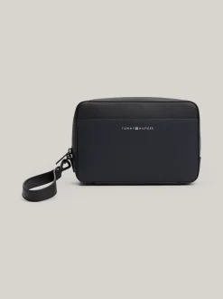 Kosmetyczki*Tommy Hilfiger Skórzana Kosmetyczka TH Business Z Logo BLACK