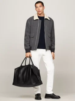 Duże Torby*Tommy Hilfiger Skórzana Torba Sportowa Premium BLACK