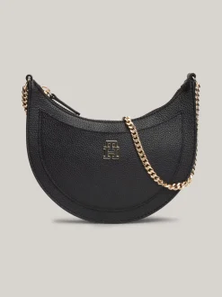 Torby Na Ramię*Tommy Hilfiger Skórzana Torebka Z łańcuszkowym Paskiem BLACK
