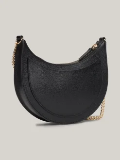 Torby Na Ramię*Tommy Hilfiger Skórzana Torebka Z łańcuszkowym Paskiem BLACK