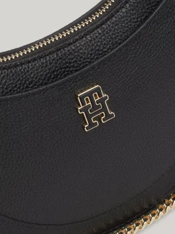 Torby Na Ramię*Tommy Hilfiger Skórzana Torebka Z łańcuszkowym Paskiem BLACK