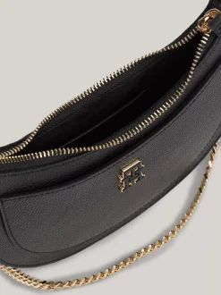 Torby Na Ramię*Tommy Hilfiger Skórzana Torebka Z łańcuszkowym Paskiem BLACK