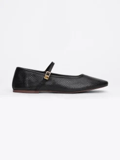 Baleriny|Płaskie Buty*Tommy Hilfiger Skórzane Baleriny Mary Jane Z Wężowym Wzorem BLACK PYTHON