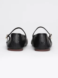 Baleriny|Płaskie Buty*Tommy Hilfiger Skórzane Baleriny Mary Jane Z Wężowym Wzorem BLACK PYTHON