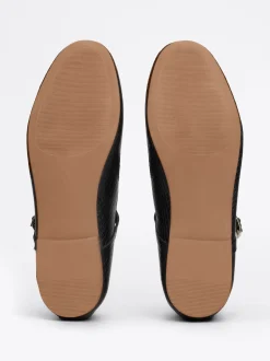 Baleriny|Płaskie Buty*Tommy Hilfiger Skórzane Baleriny Mary Jane Z Wężowym Wzorem BLACK PYTHON