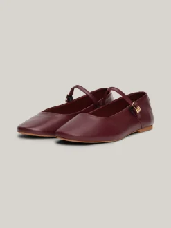 Baleriny|Płaskie Buty*Tommy Hilfiger Skórzane Baleriny Mary Jane DEEP ROUGE