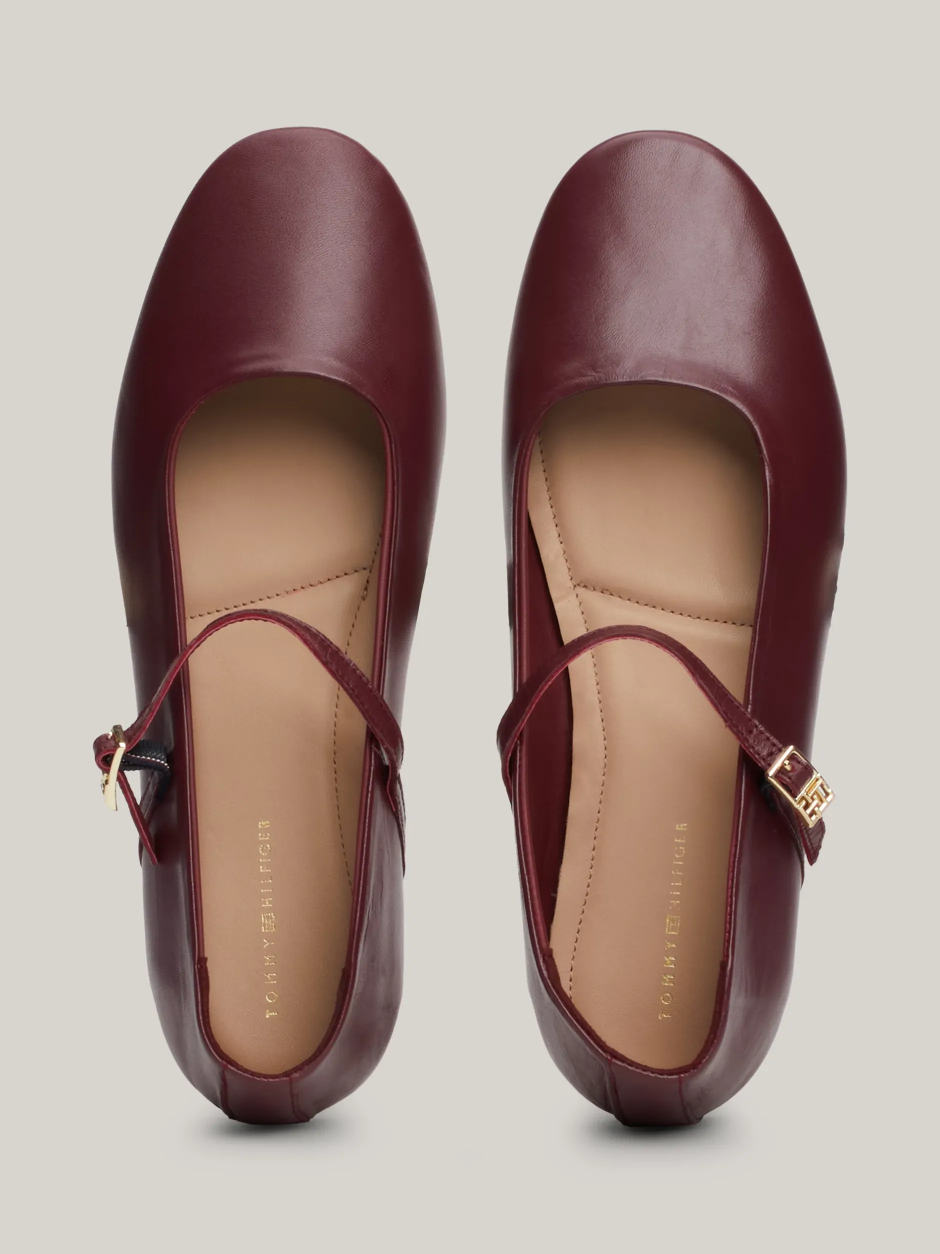 Baleriny|Płaskie Buty*Tommy Hilfiger Skórzane Baleriny Mary Jane DEEP ROUGE