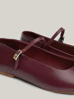 Baleriny|Płaskie Buty*Tommy Hilfiger Skórzane Baleriny Mary Jane DEEP ROUGE