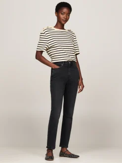 Baleriny|Płaskie Buty*Tommy Hilfiger Skórzane Baleriny Mary Jane Z Dziurkami BLACK