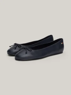 Baleriny|Płaskie Buty*Tommy Hilfiger Skórzane Baleriny Z Kokardą I Flagą SPACE BLUE