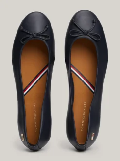 Baleriny|Płaskie Buty*Tommy Hilfiger Skórzane Baleriny Z Kokardą I Flagą SPACE BLUE