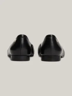 Baleriny|Płaskie Buty*Tommy Hilfiger Skórzane Baleriny Z Noskami W Szpic I Monogramem TH BLACK