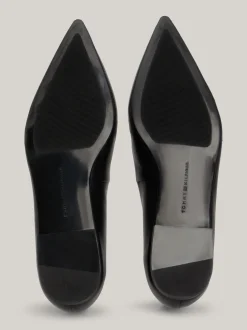 Baleriny|Płaskie Buty*Tommy Hilfiger Skórzane Baleriny Z Noskami W Szpic I Monogramem TH BLACK