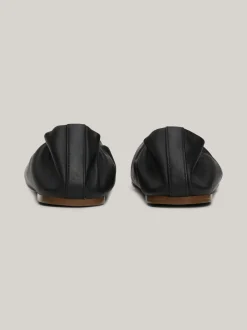 Baleriny|Płaskie Buty*Tommy Hilfiger Skórzane Baleriny Z Plakietką Z Monogramem TH BLACK