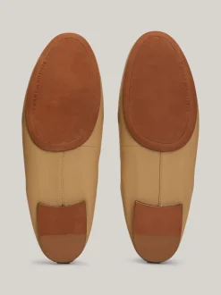 Baleriny|Płaskie Buty*Tommy Hilfiger Skórzane Baleriny Z Plakietką Z Monogramem TH CLASSIC KHAKI