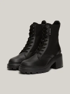 Sznurowane Botki|Botki*Tommy Hilfiger Skórzane Botki BLACK