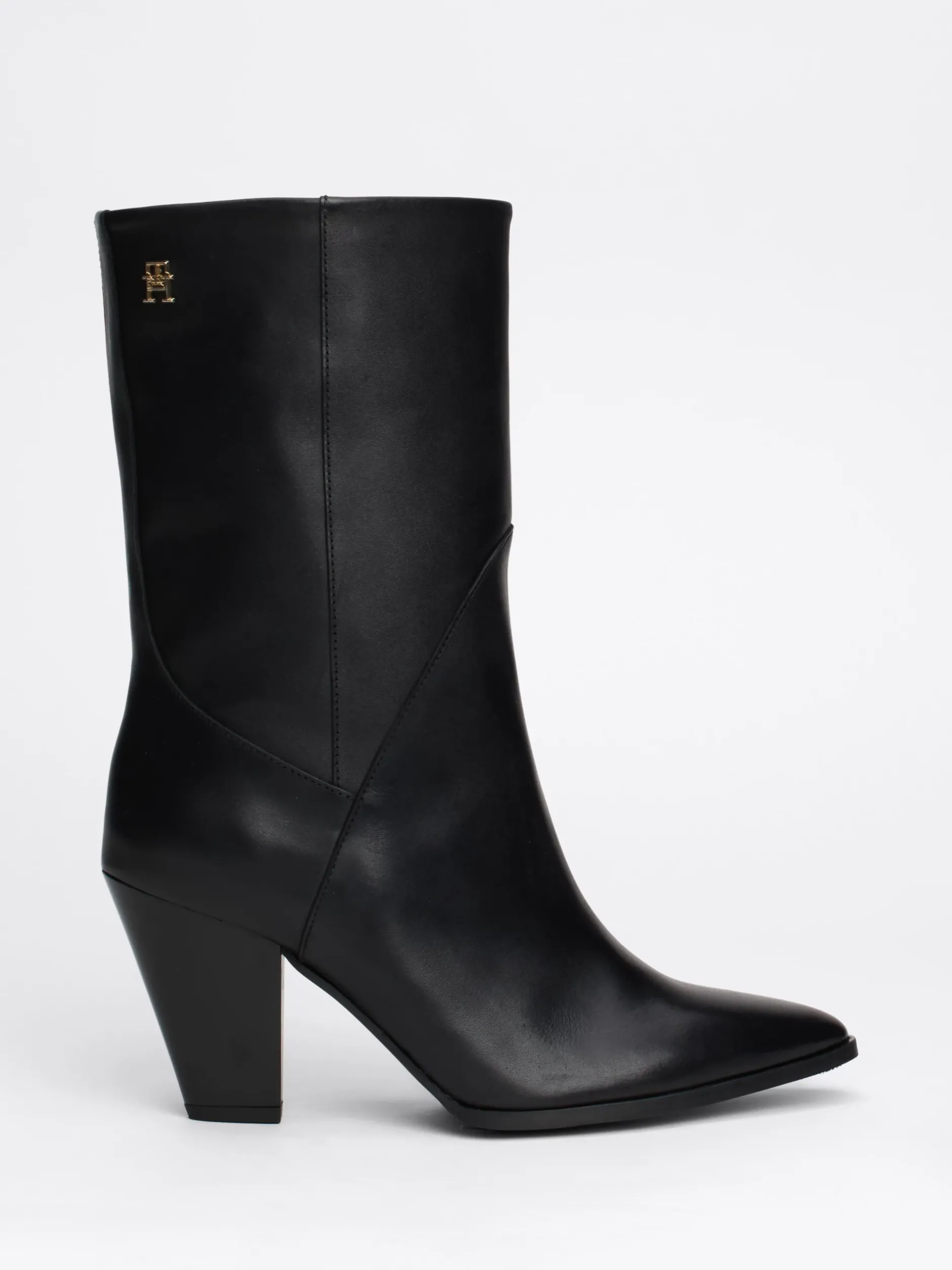 Botki*Tommy Hilfiger Skórzane Botki Na Kubańskim Obcasie BLACK