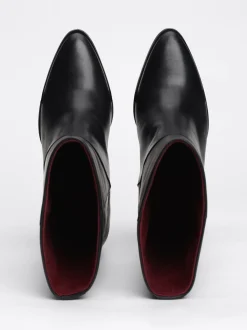 Botki*Tommy Hilfiger Skórzane Botki Na Kubańskim Obcasie BLACK