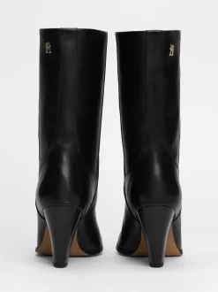 Botki*Tommy Hilfiger Skórzane Botki Na Kubańskim Obcasie BLACK