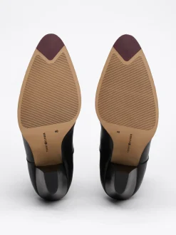 Botki*Tommy Hilfiger Skórzane Botki Na Kubańskim Obcasie BLACK