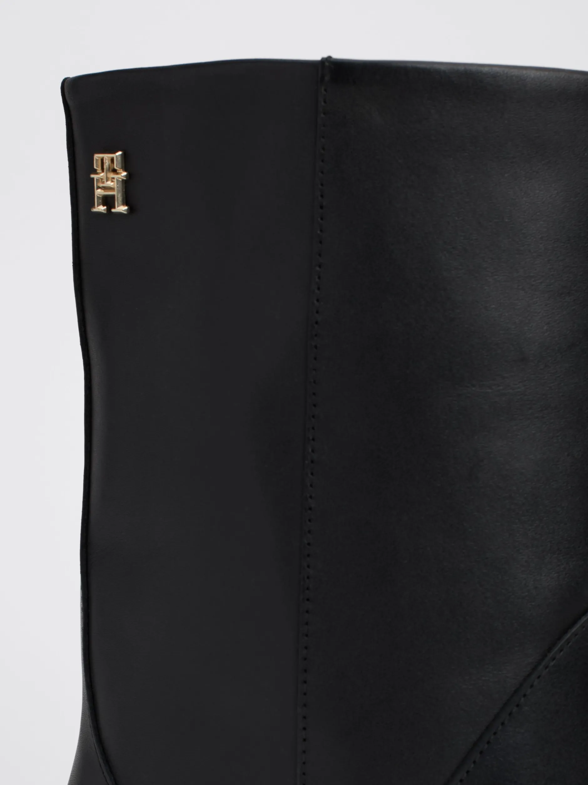Botki*Tommy Hilfiger Skórzane Botki Na Kubańskim Obcasie BLACK