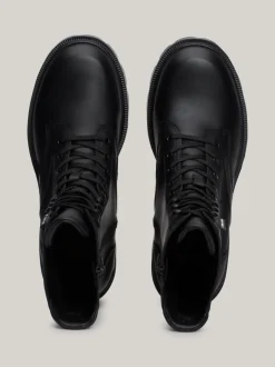 Sznurowane Botki|Botki*Tommy Hilfiger Skórzane Botki Na Obcasie Klockowym BLACK