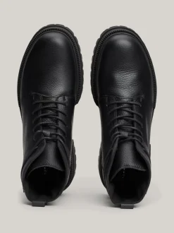 Buty Sznurowane|Buty*Tommy Hilfiger Skórzane Botki Na Podeszwie Z Protektorem BLACK