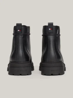 Buty Sznurowane|Buty*Tommy Hilfiger Skórzane Botki Na Podeszwie Z Protektorem BLACK