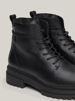 Buty Sznurowane|Buty*Tommy Hilfiger Skórzane Botki Na Podeszwie Z Protektorem BLACK