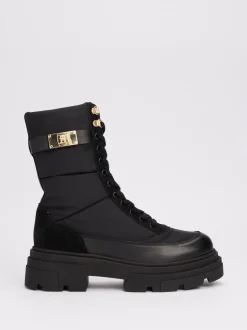 Botki*Tommy Hilfiger Skórzane Botki O Mieszanej Fakturze BLACK