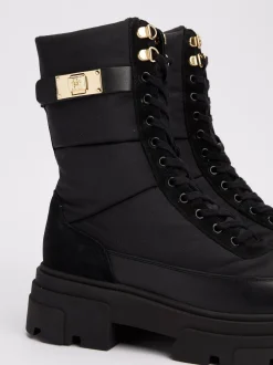 Botki*Tommy Hilfiger Skórzane Botki O Mieszanej Fakturze BLACK