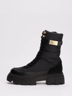 Botki*Tommy Hilfiger Skórzane Botki O Mieszanej Fakturze BLACK