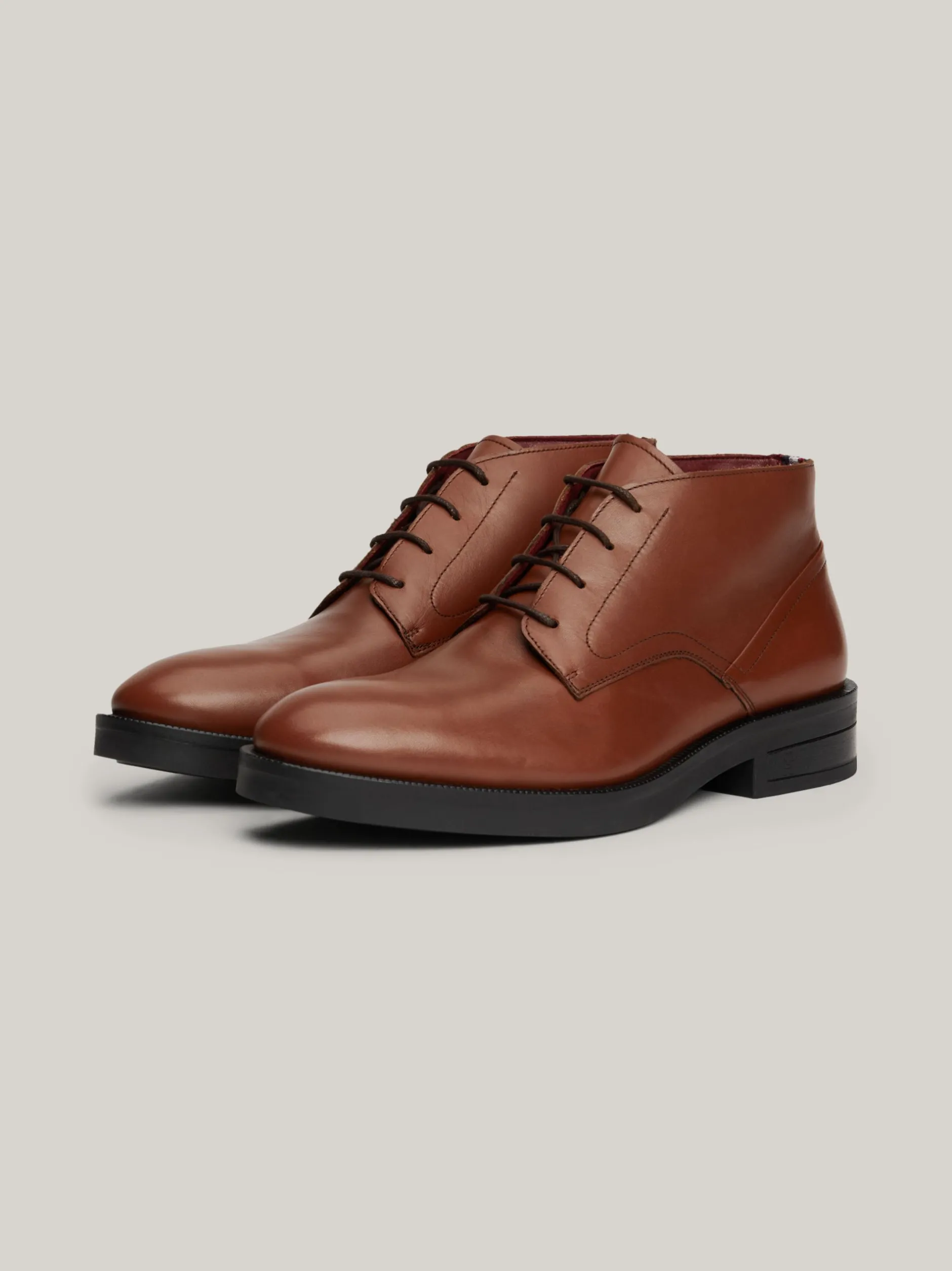 Buty Sznurowane|Buty*Tommy Hilfiger Skórzane Botki TH Monogram WINTER COGNAC