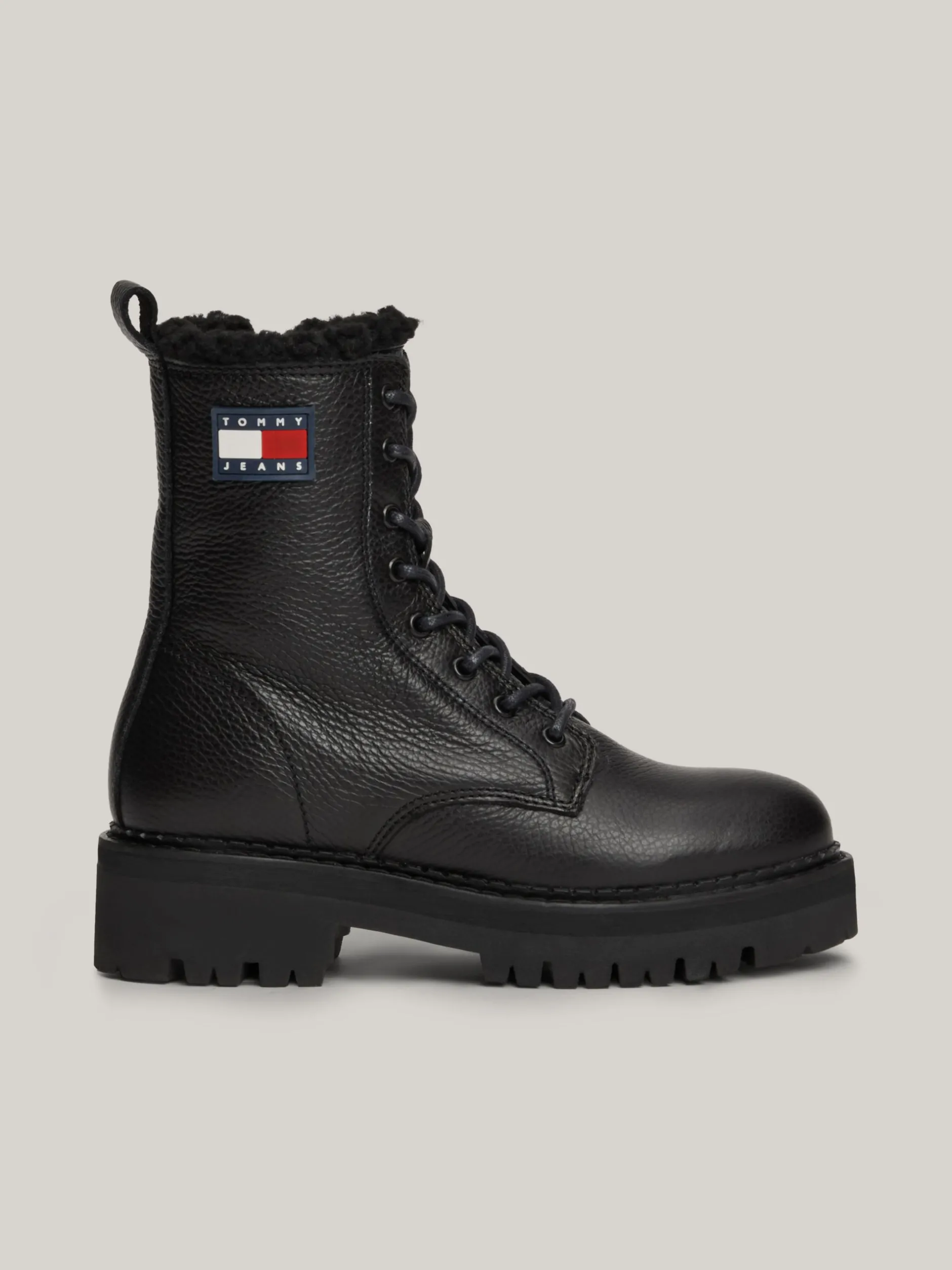Sznurowane Botki|Botki*Tommy Hilfiger Skórzane Botki Z Ciepłą Wyściółką BLACK