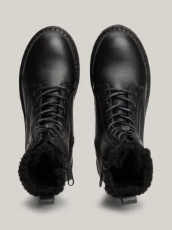 Sznurowane Botki|Botki*Tommy Hilfiger Skórzane Botki Z Ciepłą Wyściółką BLACK