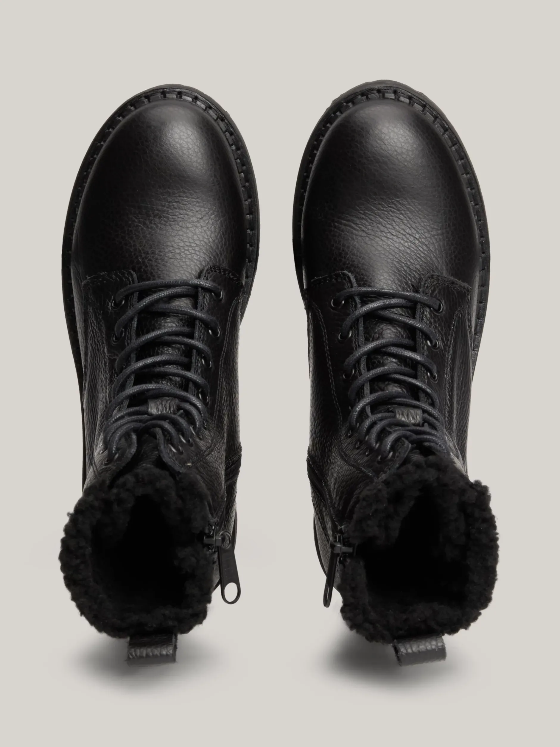 Sznurowane Botki|Botki*Tommy Hilfiger Skórzane Botki Z Ciepłą Wyściółką BLACK
